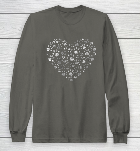 Dog Mom T Shirt Cool Paw Print Heart Women Men Dog Lovers Long Sleeve T-Shirt 5