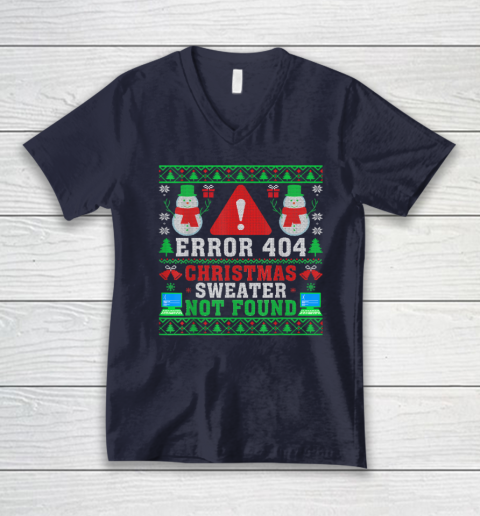 Computer Error 404 Ugly Christmas Sweater Not's Found Xmas V-Neck T-Shirt 2