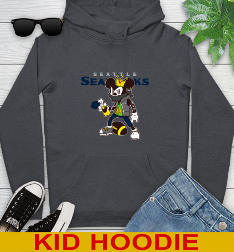 Seattle Seahawks NFL Football Mickey Peace Sign Sports Youth Hoodie 9