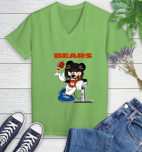 NFL Chicago Bears Mickey Mouse Disney Super Bowl Football T Shirt Women's V-Neck T-Shirt 25