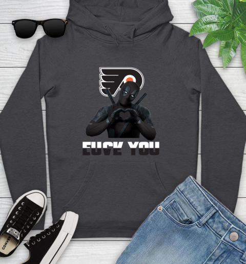 NHL Philadelphia Flyers Deadpool Love You Fuck You Hockey Sports Youth Hoodie 8