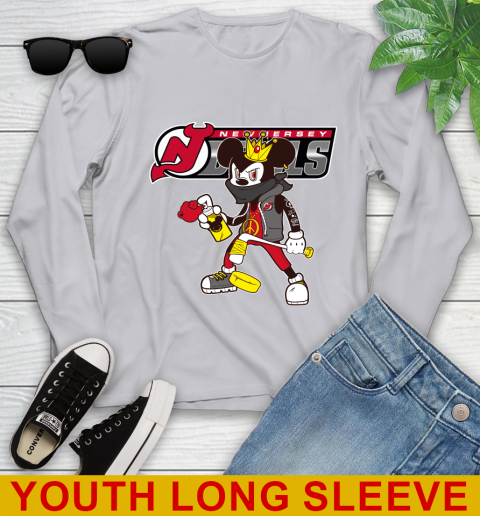 New Jersey Devils NHL Hockey Mickey Peace Sign Sports Youth Long Sleeve 6