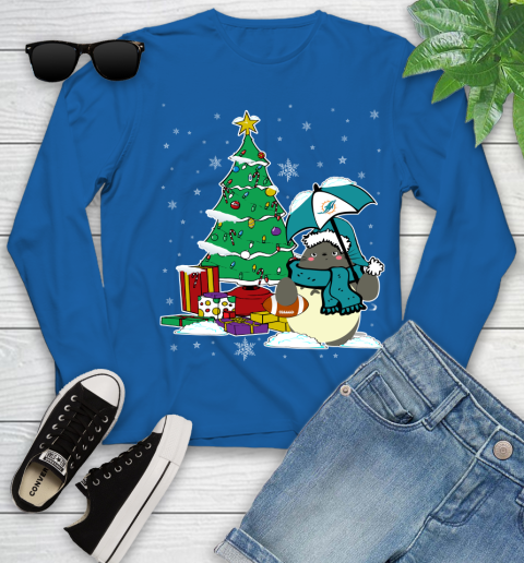 Miami Dolphins NFL Football Cute Tonari No Totoro Christmas Sports Youth Long Sleeve 10