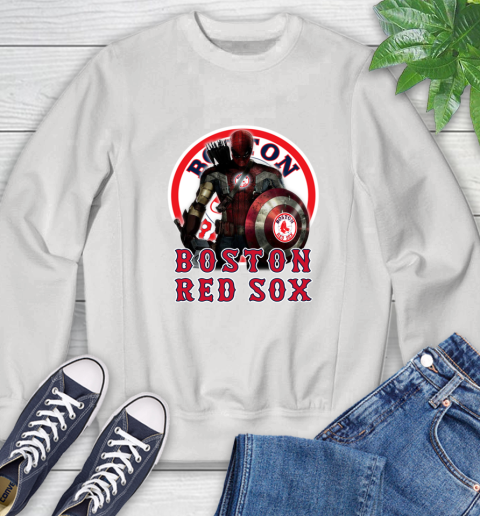 MLB Captain America Thor Spider Man Hawkeye Avengers Endgame Baseball Boston Red Sox Sweatshirt