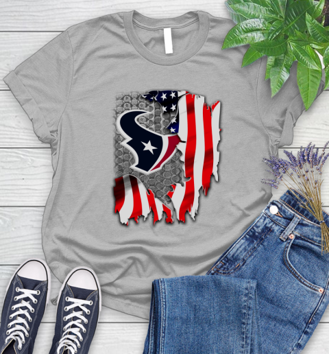 Houston Texans NFL Football American Flag Women's T-Shirt 5