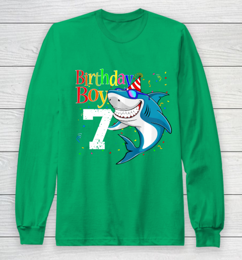 Kids 7th Birthday Boy Shark Shirts 7 Jaw Some Four Tees Boys 7 Years Old Long Sleeve T-Shirt 4