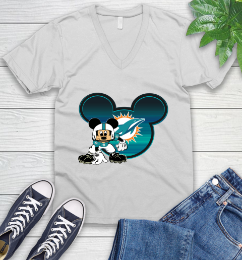 NFL Miami Dolphins Mickey Mouse Disney Football T Shirt V-Neck T-Shirt