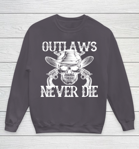 Outlaws Never Die shirt skull biker Youth Sweatshirt 5