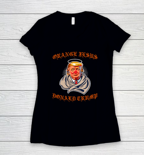 Orange Jesus Donald Trump Women's V-Neck T-Shirt