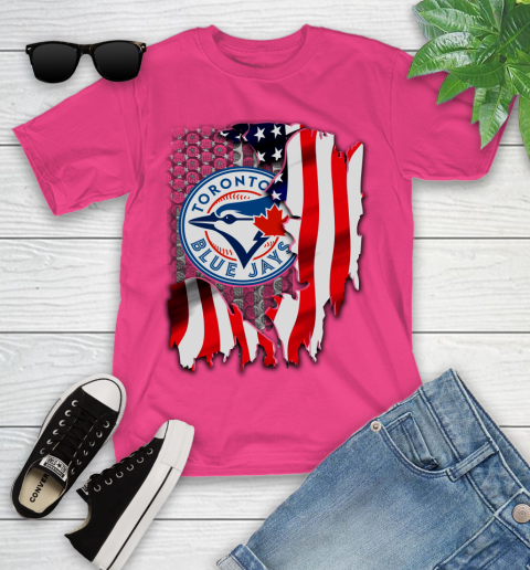 Toronto Blue Jays MLB Baseball American Flag Youth T-Shirt 11