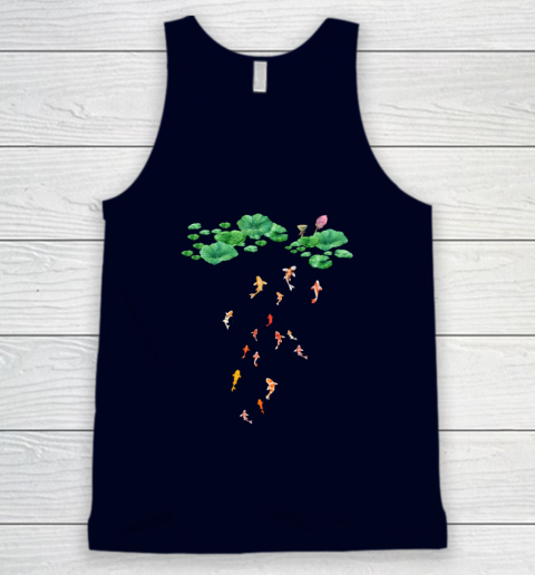 Watercolor Japanese Koi Fish Goldfish Lily Pad Lotus Leaf Shirt Tank Top 2