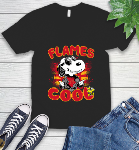 NHL Hockey Calgary Flames Cool Snoopy Shirt V-Neck T-Shirt