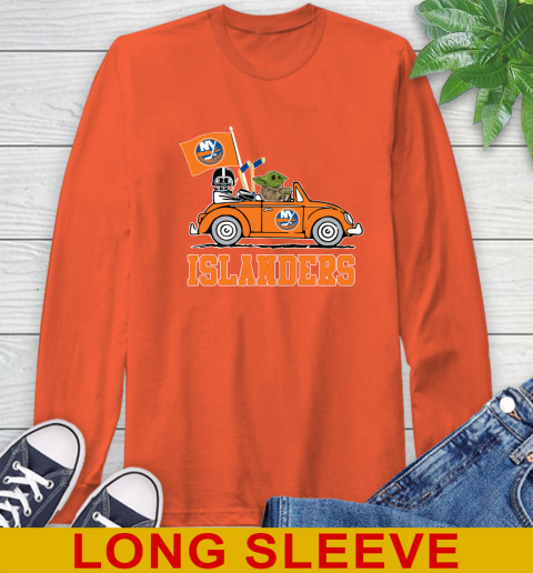 NHL Hockey New York Islanders Darth Vader Baby Yoda Driving Star Wars Shirt Long Sleeve T-Shirt 5