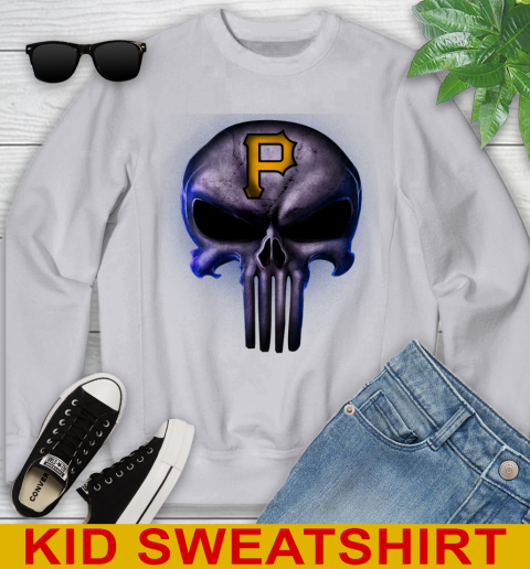 Pittsburgh Pirates MLB Baseball Punisher Skull Sports Youth Sweatshirt 3