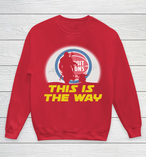 Detroit Pistons NBA Basketball Star Wars Yoda And Mandalorian This Is The Way Youth Sweatshirt 7