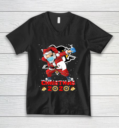 Pittsburgh Penguins Funny Santa Claus Dabbing Christmas 2020 NHL V-Neck T-Shirt