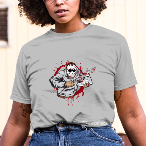 Air Jordan 1 Racer Blue Matching Sneaker Tshirt Jason Voorhees Gray and White Jordan Tshirt