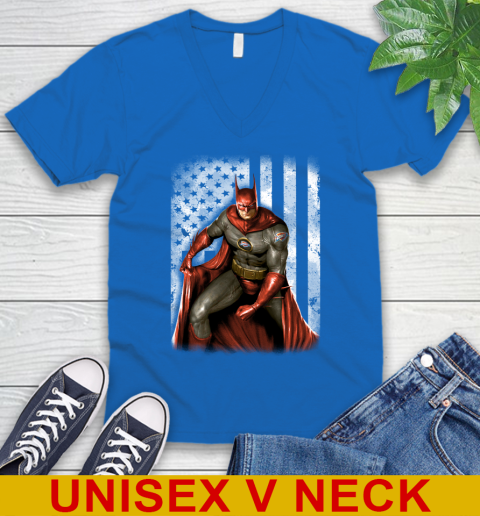 Oklahoma City Thunder NBA Basketball Batman DC American Flag Shirt V-Neck T-Shirt 5