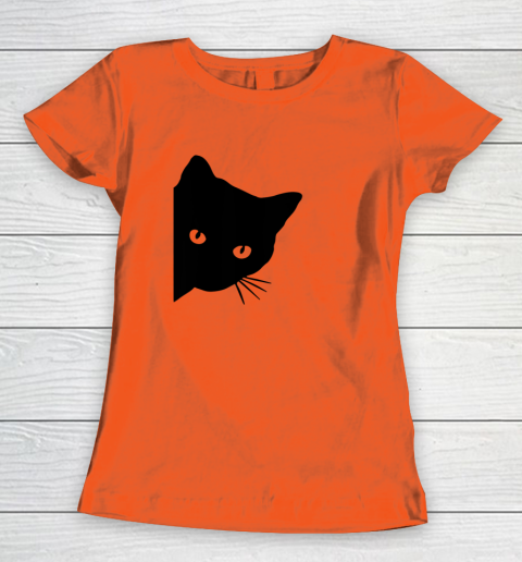 Black Cat Face Watching Funny Cat Halloween Gifts Cat Lovers T Shirt.QZSPTYUYC4 Women's T-Shirt 2