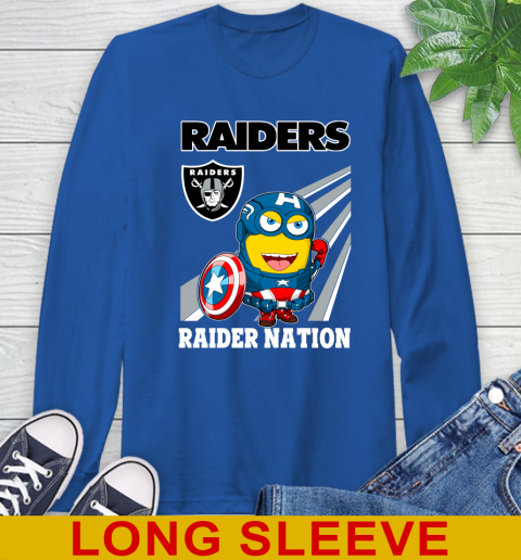 NFL Football Oakland Raiders Captain America Marvel Avengers Minion Shirt Long Sleeve T-Shirt 11