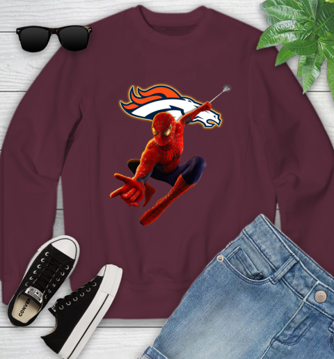 NFL Spider Man Avengers Endgame Football Denver Broncos Youth Sweatshirt 5