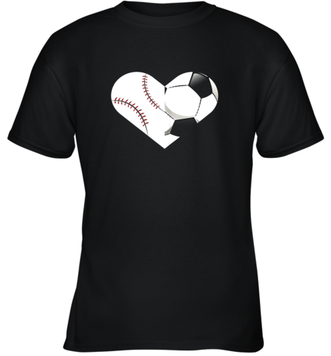 Soccer Baseball Heart Sports Tee, Baseball, Soccer Youth T-Shirt