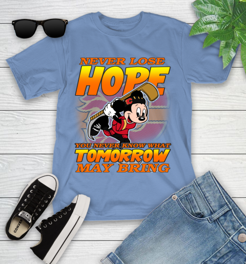 Calgary Flames NHL Hockey ootball Mickey Disney Never Lose Hope Youth T-Shirt 15