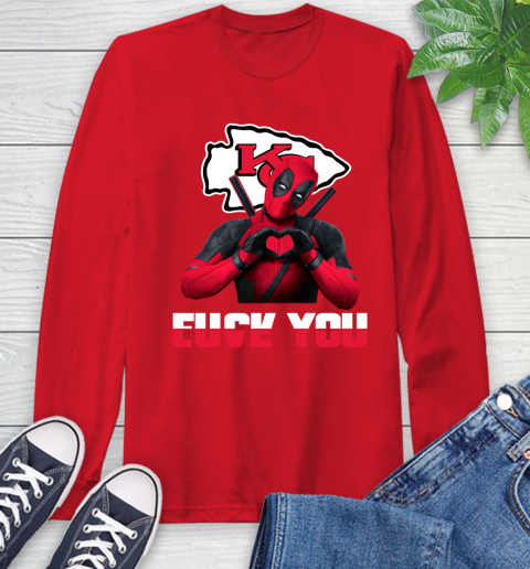 NHL Kansas City Chiefs Deadpool Love You Fuck You Football Sports Long Sleeve T-Shirt 11