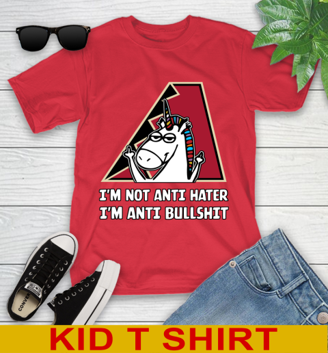 Arizona Diamondbacks MLB Baseball Unicorn I'm Not Anti Hater I'm Anti Bullshit Youth T-Shirt 10