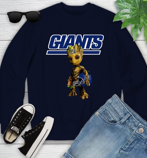 New York Giants NFL Football Groot Marvel Guardians Of The Galaxy Youth Sweatshirt 3