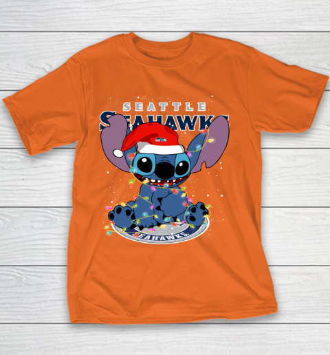 Seattle Seahawks NFL Football noel stitch Christmas Youth T-Shirt 3