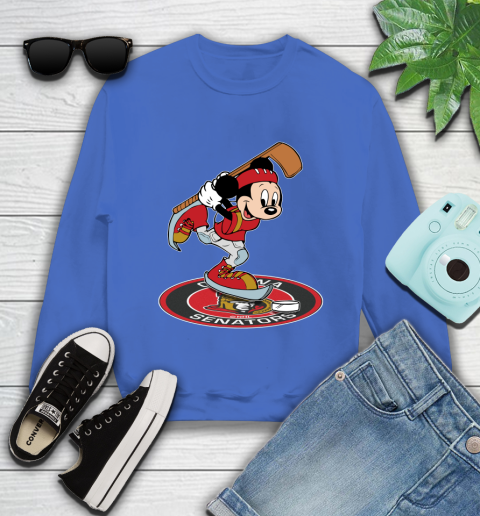 NHL Hockey Ottawa Senator Cheerful Mickey Disney Shirt Youth Sweatshirt 7