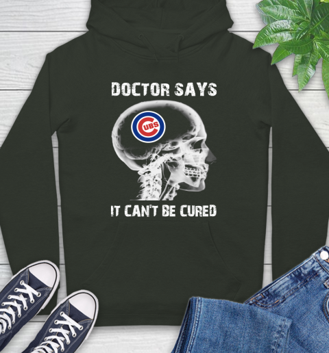 MLB Chicago Cubs Baseball Skull It Can't Be Cured Shirt Hoodie 12