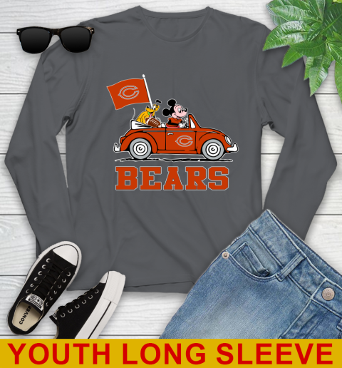 NFL Football Chicago Bears Pluto Mickey Driving Disney Shirt Youth Long Sleeve 9