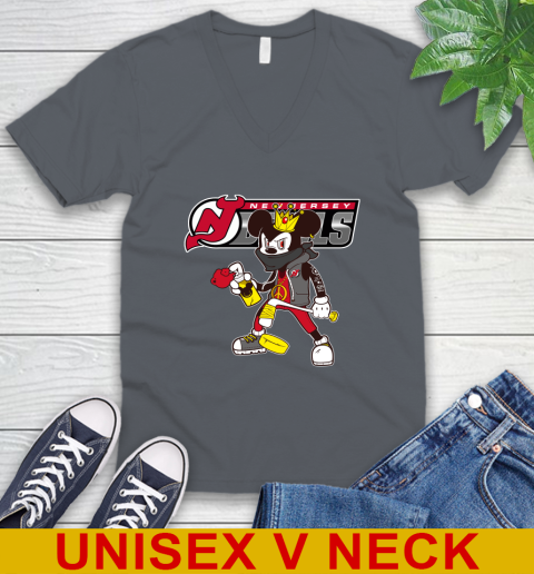 New Jersey Devils NHL Hockey Mickey Peace Sign Sports V-Neck T-Shirt 5