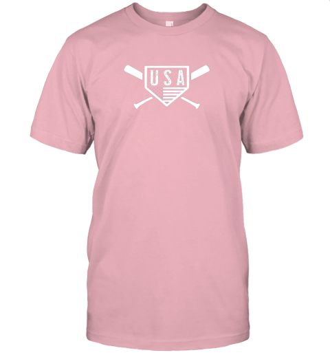 81km vintage american baseball and softball usa flag jersey t shirt 60 front pink