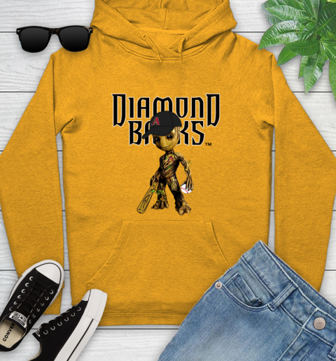 MLB Arizona Diamondbacks Groot Guardians Of The Galaxy Baseball Youth Hoodie 3