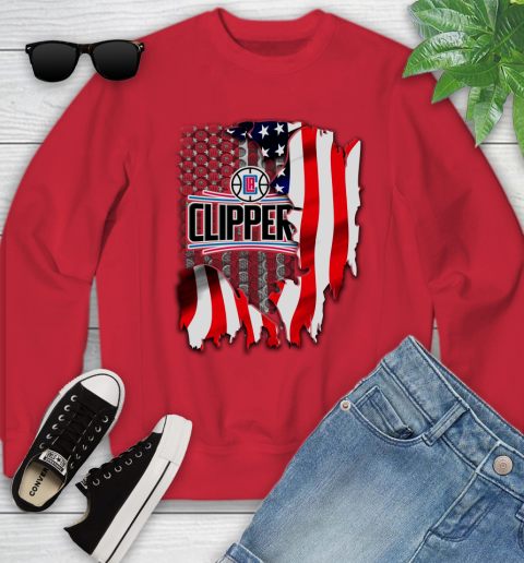 Los Angeles Clippers NBA Basketball American Flag Youth Sweatshirt 8