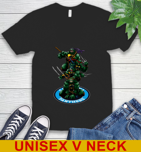 NFL Football Carolina Panthers Teenage Mutant Ninja Turtles Shirt V-Neck T-Shirt 2