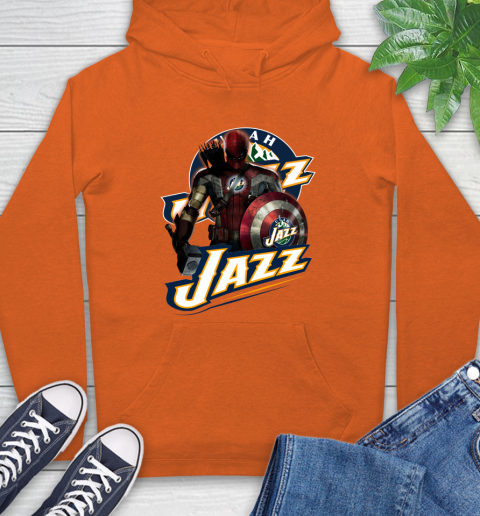 Utah Jazz NBA Basketball Captain America Thor Spider Man Hawkeye Avengers Hoodie 5