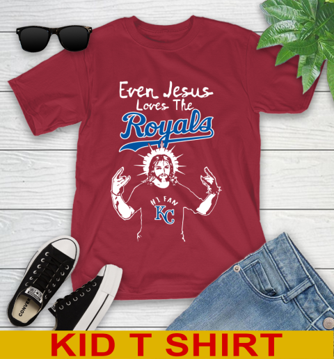 Kansas City Royals MLB Baseball Even Jesus Loves The Royals Shirt Youth T-Shirt 12