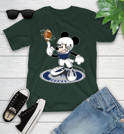 NFL Football Seattle Seahawks Cheerful Mickey Disney Shirt Youth T-Shirt 5