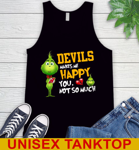 NHL New Jersey Devils Makes Me Happy You Not So Much Grinch Hockey Sports Tank Top
