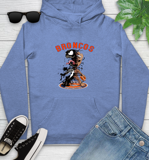 NFL Denver Broncos Football Venom Groot Guardians Of The Galaxy Youth Hoodie 12