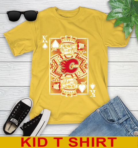 Calgary Flames NHL Hockey The King Of Spades Death Cards Shirt Youth T-Shirt 9
