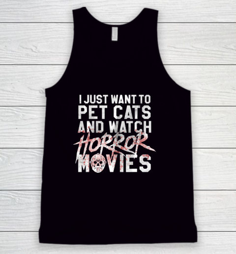 Funny Horror Movie Fan  Halloween Cat Lover Gift T Shirt.MLSXT9UECM Tank Top