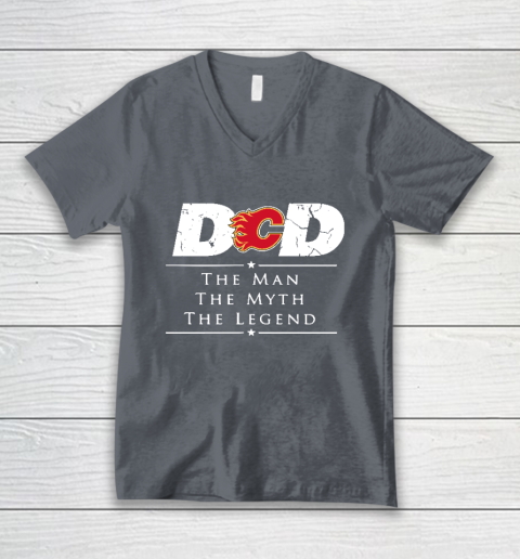 Calgary Flames NHL Ice Hockey Dad The Man The Myth The Legend V-Neck T-Shirt 4