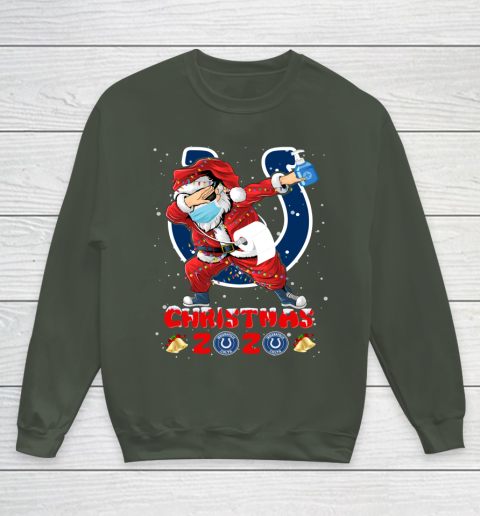 Indianapolis Colts Funny Santa Claus Dabbing Christmas 2020 NFL Youth Sweatshirt 8