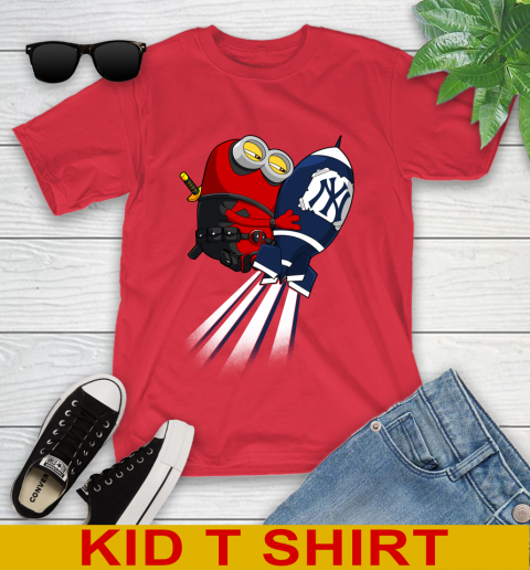 MLB Baseball New York Yankees Deadpool Minion Marvel Shirt Youth T-Shirt 11