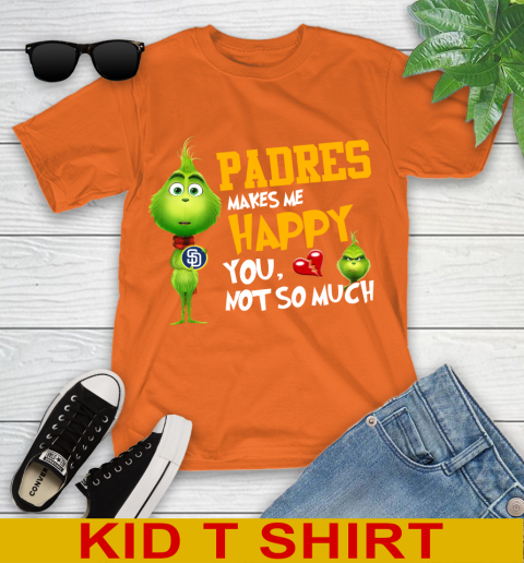 MLB San Diego Padres Makes Me Happy You Not So Much Grinch Baseball Sports Youth T-Shirt 8
